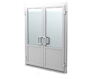 Двухстворчатая пластиковая дверь Двухстворчатая пластиковая дверь
