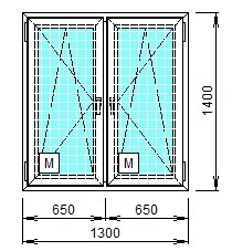 Двухстворчатое пластиковое окно