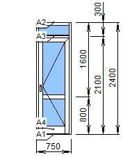 алюминиевая дверь одностворчатая с фрамугой