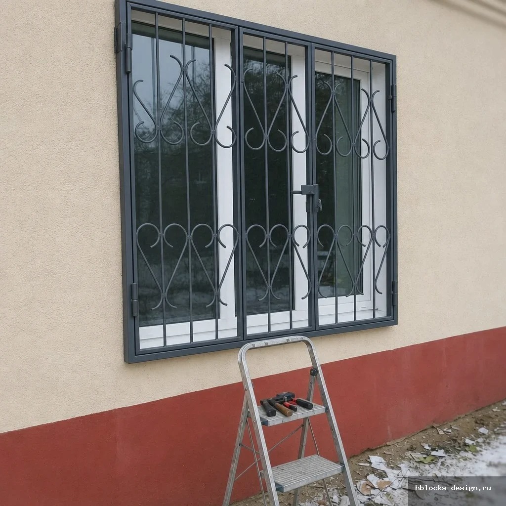 Решётка распашная на 3 створчатое окно